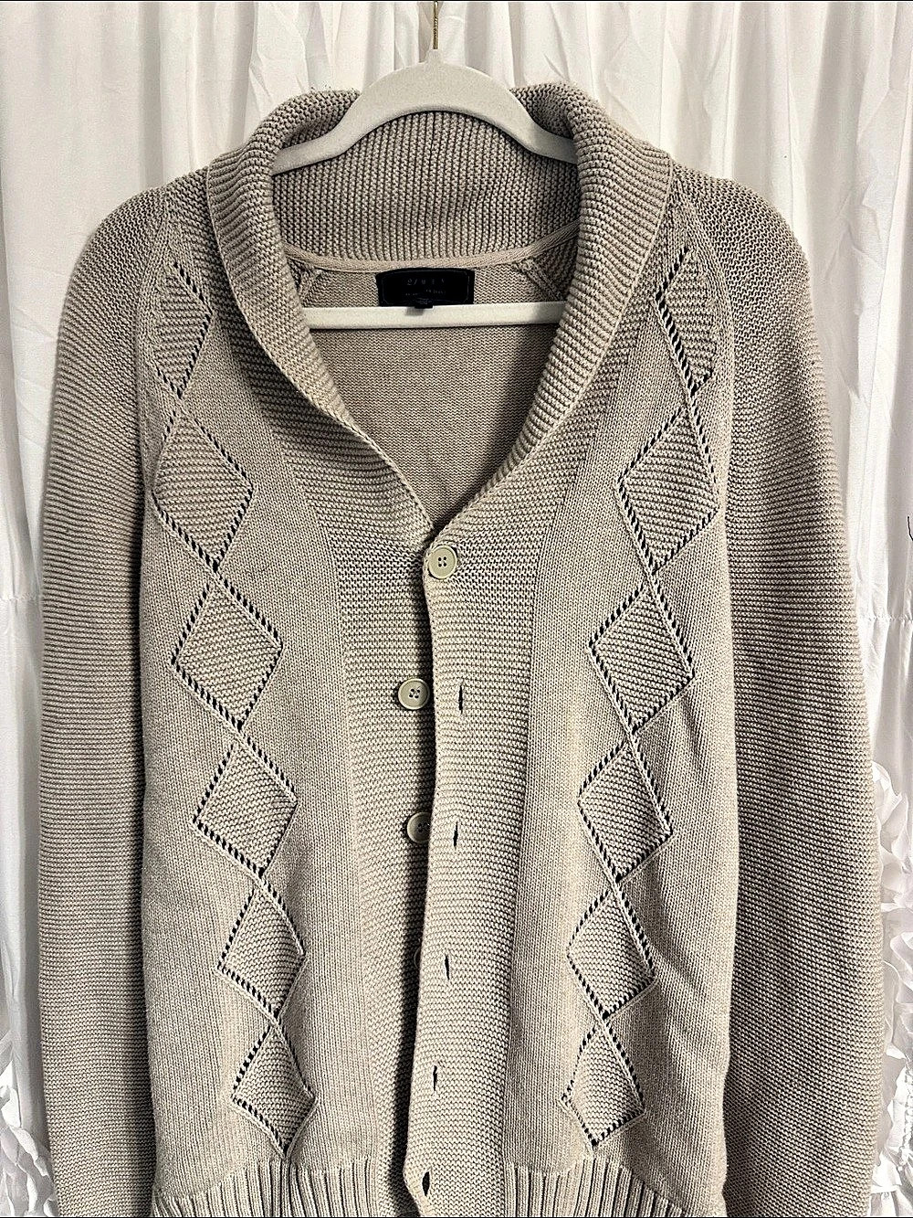J.Crew Men's Argyle Shawl Collar Cardigan Gray Large